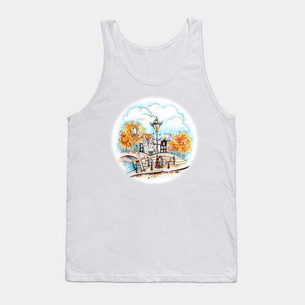 Amsterdam houses, bridges and streetlight Tank Top by kavalenkava